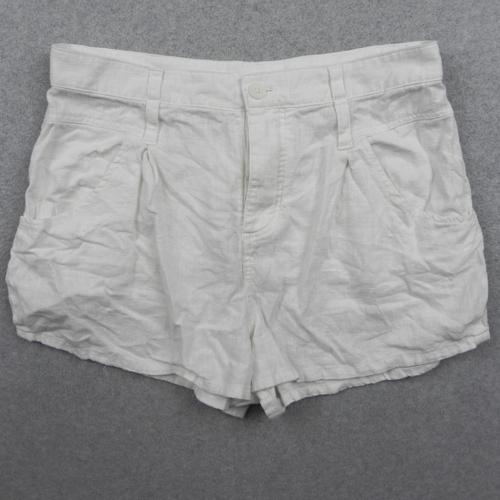 Free People Shorts Womens 8 Button Fly Chino Casual Stretch Flex Pleated White
